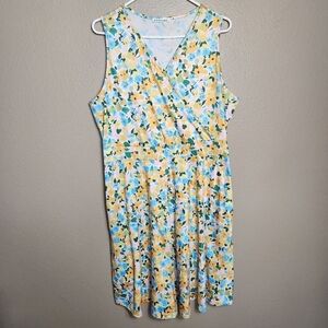 Guberry Womens Spring Floral Sleeveless Surplice Knit Knee Length Dress |XL|
